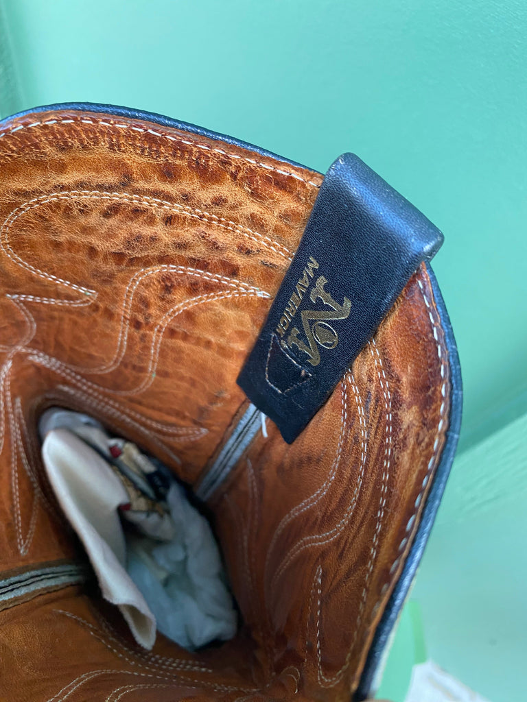 Vintage 70s Maverick Blue Bells Black Cowboy Boots (7 1/2 D)