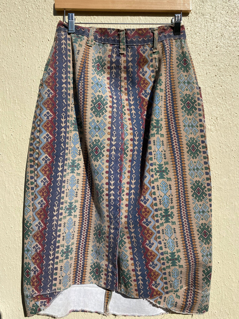 90s Aztec Print Maxi Skirt (29")