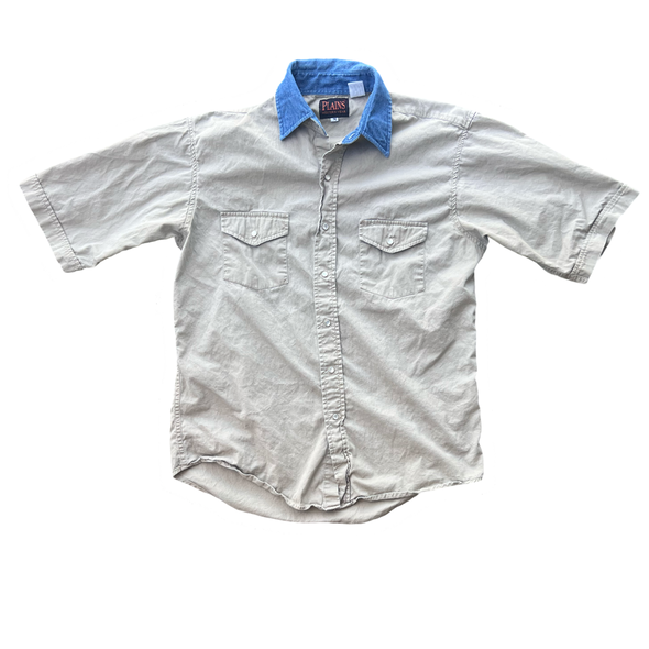 Vintage Pearl Snap Short Sleeve Shirt (M)