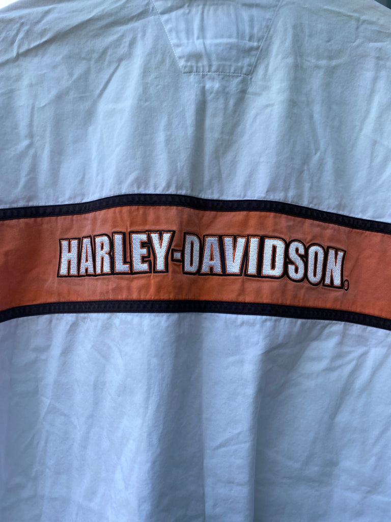 Vintage Distressed Harley Davidson Racing Team Button Down (XXL)