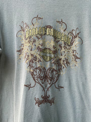 Y2K Harley Davidson Waffle-Knit Thermal Top (S/M)