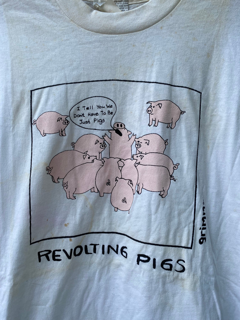 Vintage 90s Distressed Revolting Pigs Tee (L)