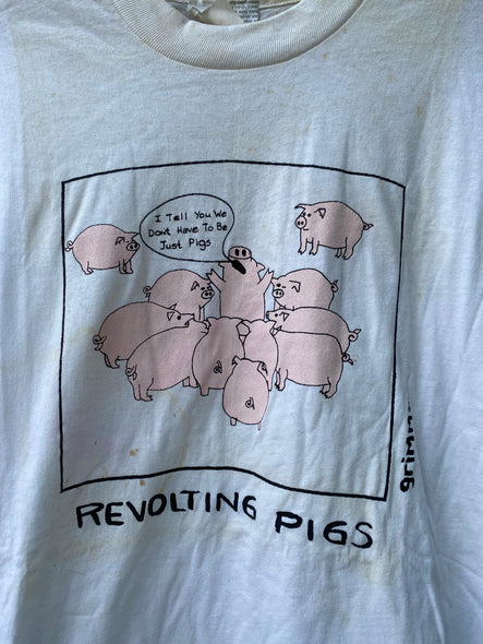Vintage 90s Distressed Revolting Pigs Tee (L)