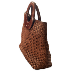Leather Woven Handbag