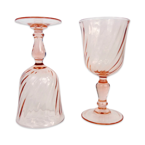 MCM Arcoroc France Pink Swirl Glass Set (4)