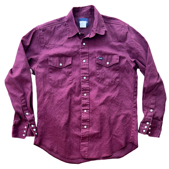 Vintage 80's Wrangler Plum Pearl Snap (L)