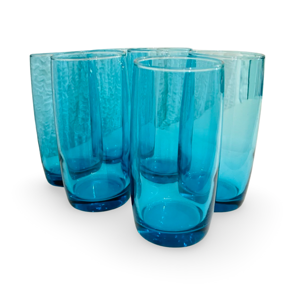Vintage Blue Glass Tumbler Set (6)