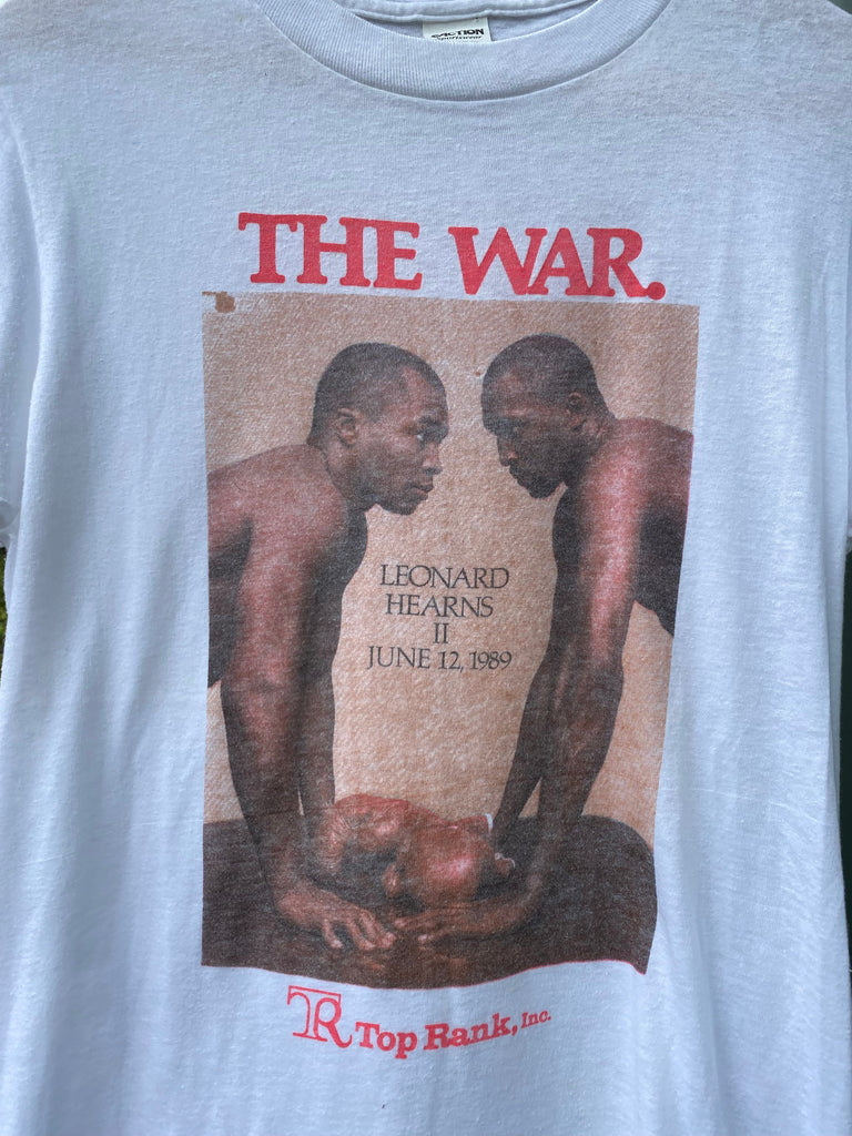 Vintage 80s Boxing Tee Sugar Ray Leonard Vs. Thomas Hearns (S/M)