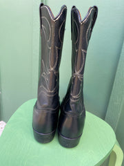 Vintage 70s Maverick Blue Bells Black Cowboy Boots (7 1/2 D)