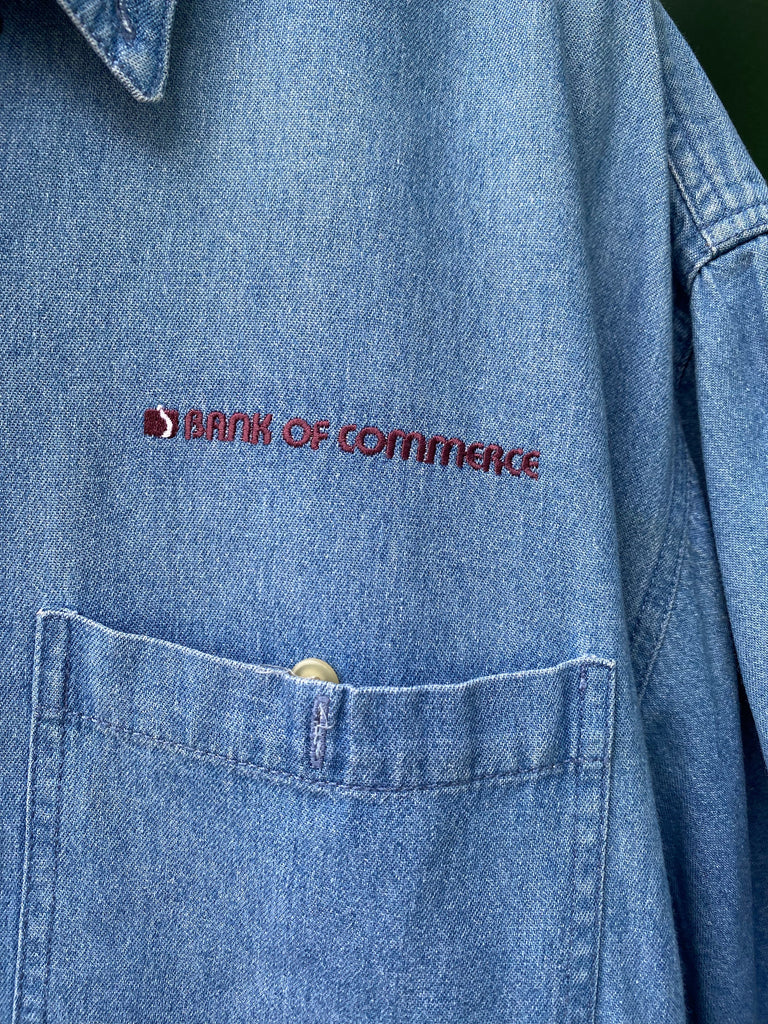 Vintage 90s Denim Bank of Commerce Button Down (L/XL)