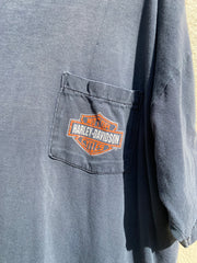 90s Harley Davidson Faded Black Pocket Tee (XL)