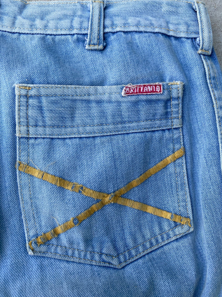 Vintage 70s Brittania  Hand Stitched Flower Jeans (29)