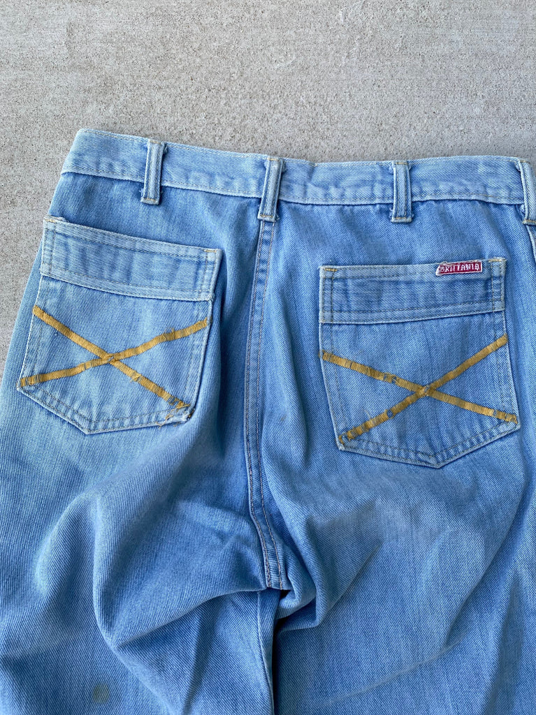Vintage 70s Brittania  Hand Stitched Flower Jeans (29)