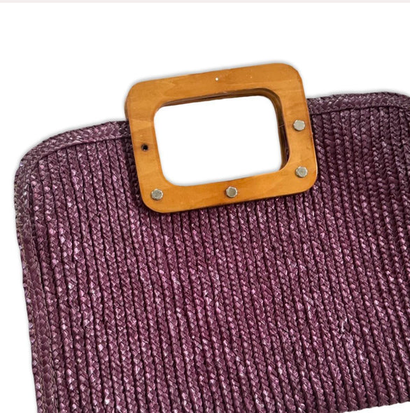 Vintage 70s Eggplant Woven Handheld - as is