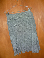 Silk Black & White Flutter Hem Skirt (14)