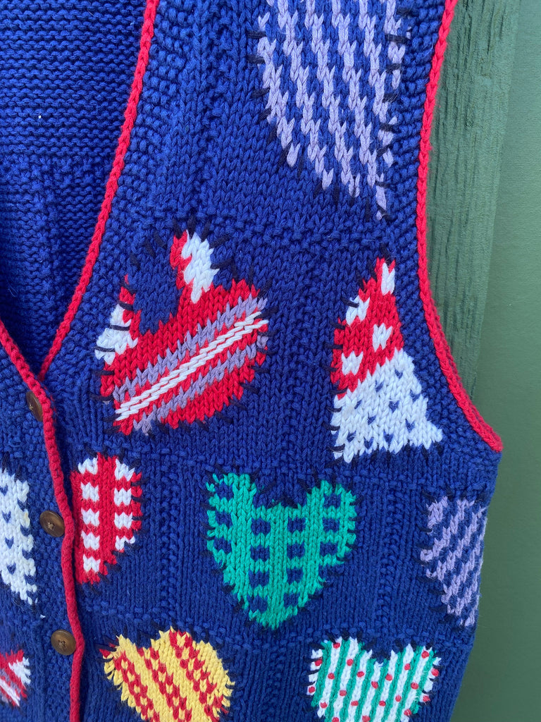 Vintage 90s Heart Knit Sweater Vest (S/M)