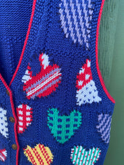Vintage 90s Heart Knit Sweater Vest (S/M)