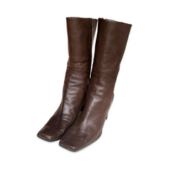 Vintage Leather Block Heel Go Go Boots