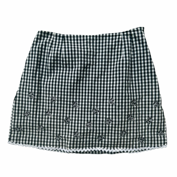 Vintage Palms Embroidered Gingham Skort