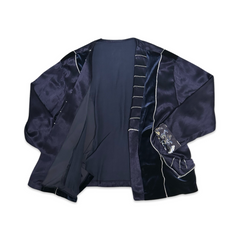 Vintage Navy Velvet and Silk Cardigan