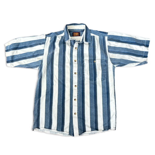 Vintage 90s White Striped Denim Shirt