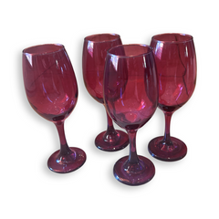 Vintage Cranberry Wine Glass Set of 4