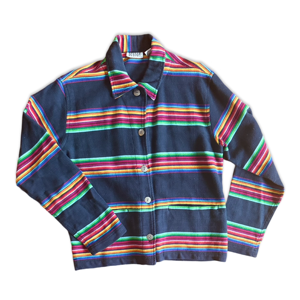 Vintage 90s Navy Striped Chore Jacket