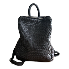 Vintage Leather Woven Backpack