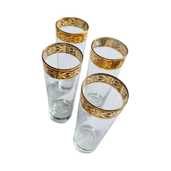 MCM Italian 24kt Gold Plated Crystalware Highball Set