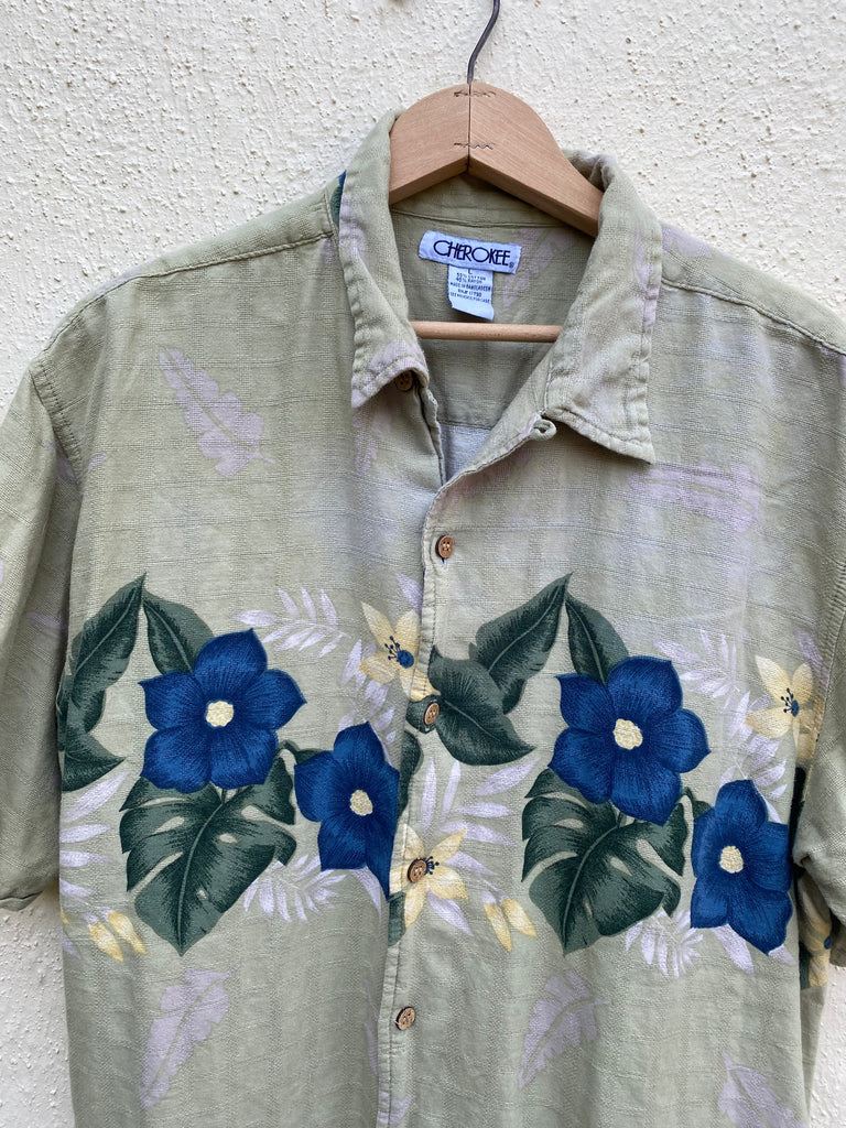 Vintage 90s Cherokee Hawaiian Rayon Button Down (L)