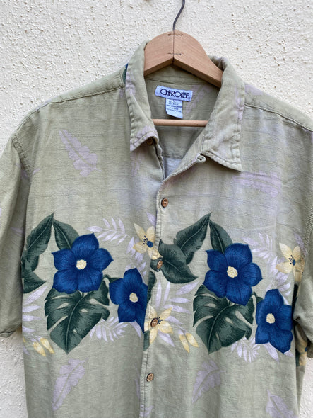 Vintage 90s Cherokee Hawaiian Rayon Button Down (L)