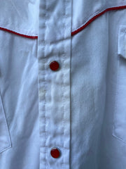 Vintage 90s Distressed Rose Embroidered Pearl Snap Button-Up (XL)
