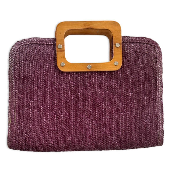 Vintage 70s Eggplant Woven Handheld - as is