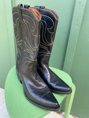 Vintage 70s Maverick Blue Bells Black Cowboy Boots (7 1/2 D)
