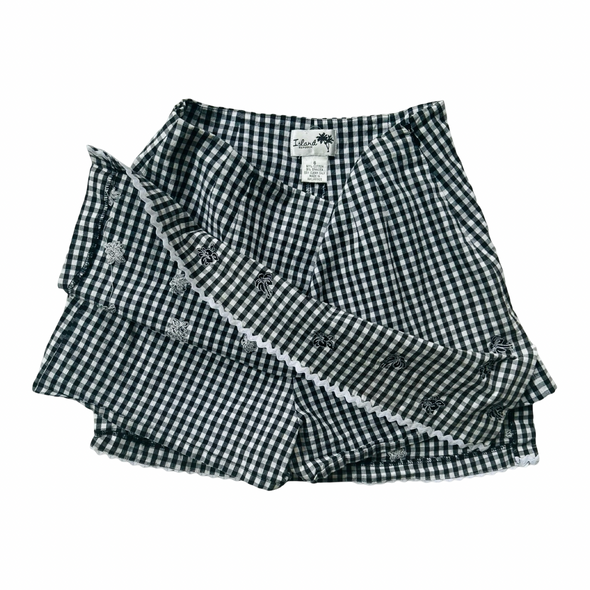 Vintage Palms Embroidered Gingham Skort