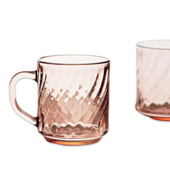 Arcoroc France Pink Swirl Mug Set (4)