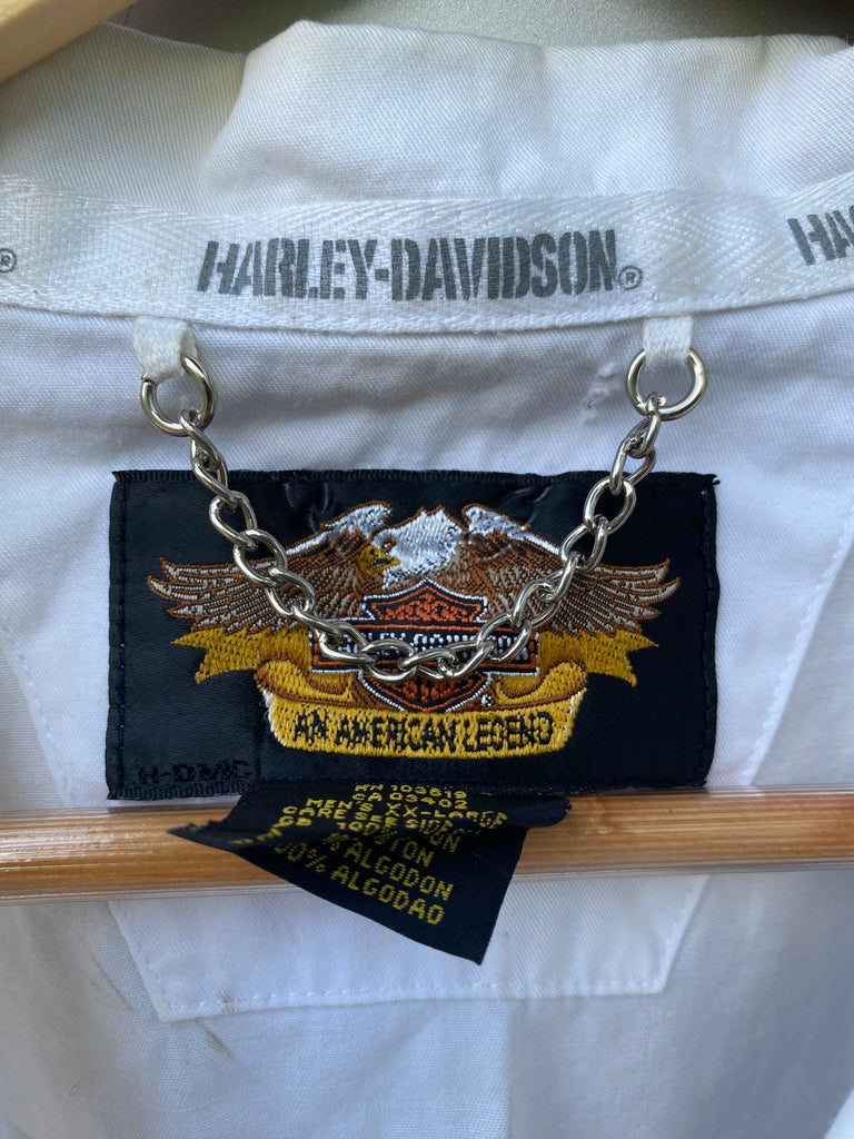 Vintage Distressed Harley Davidson Racing Team Button Down (XXL)