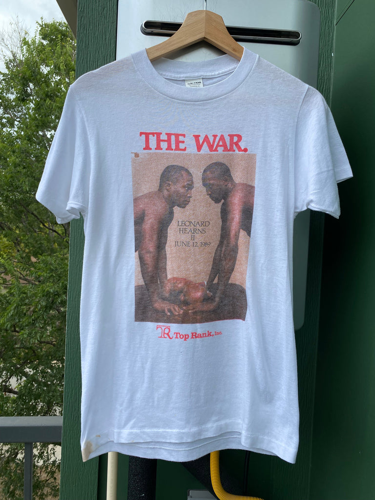 Vintage 80s Boxing Tee Sugar Ray Leonard Vs. Thomas Hearns (S/M)