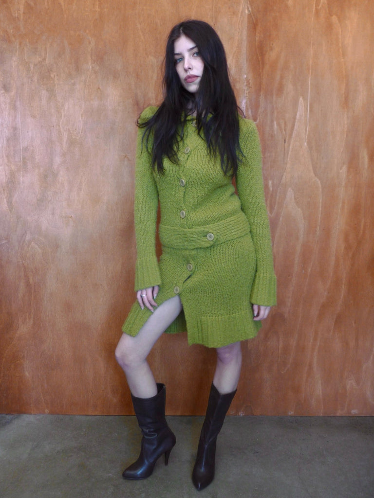 Split Pea Wool-Blend Sweater Dress (S)