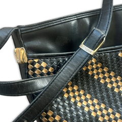 Vintage 90s Leather Woven Crossbody
