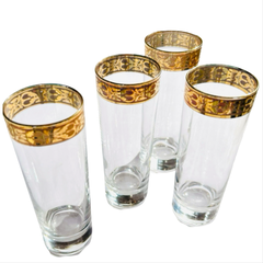 MCM Italian 24kt Gold Plated Crystalware Highball Set