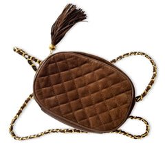 Vintage Chocolate Suede Chain Bag