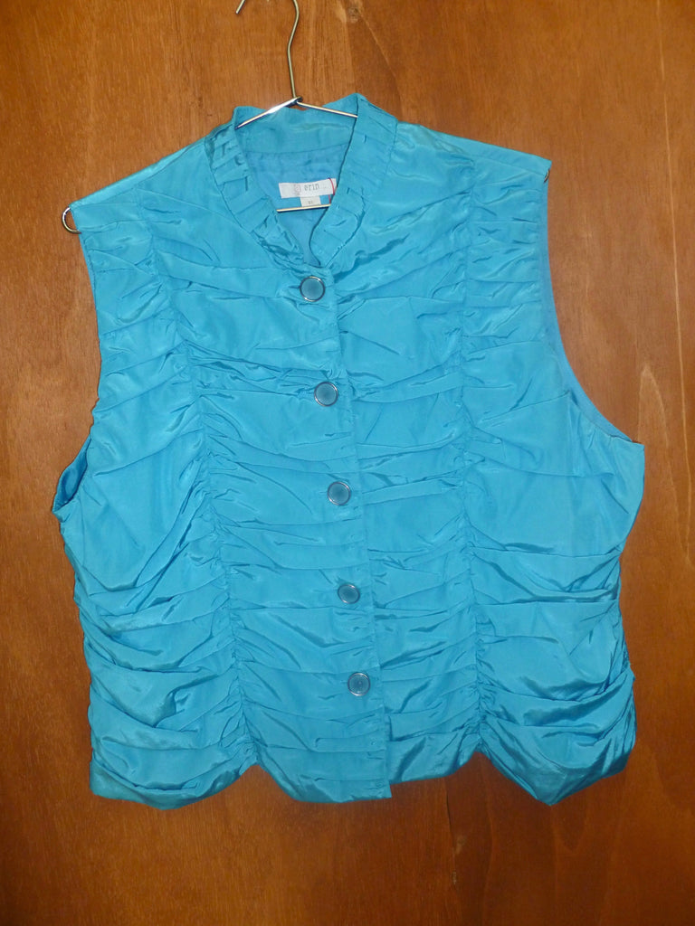 Pool Blue Ruched Button Vest (XL)