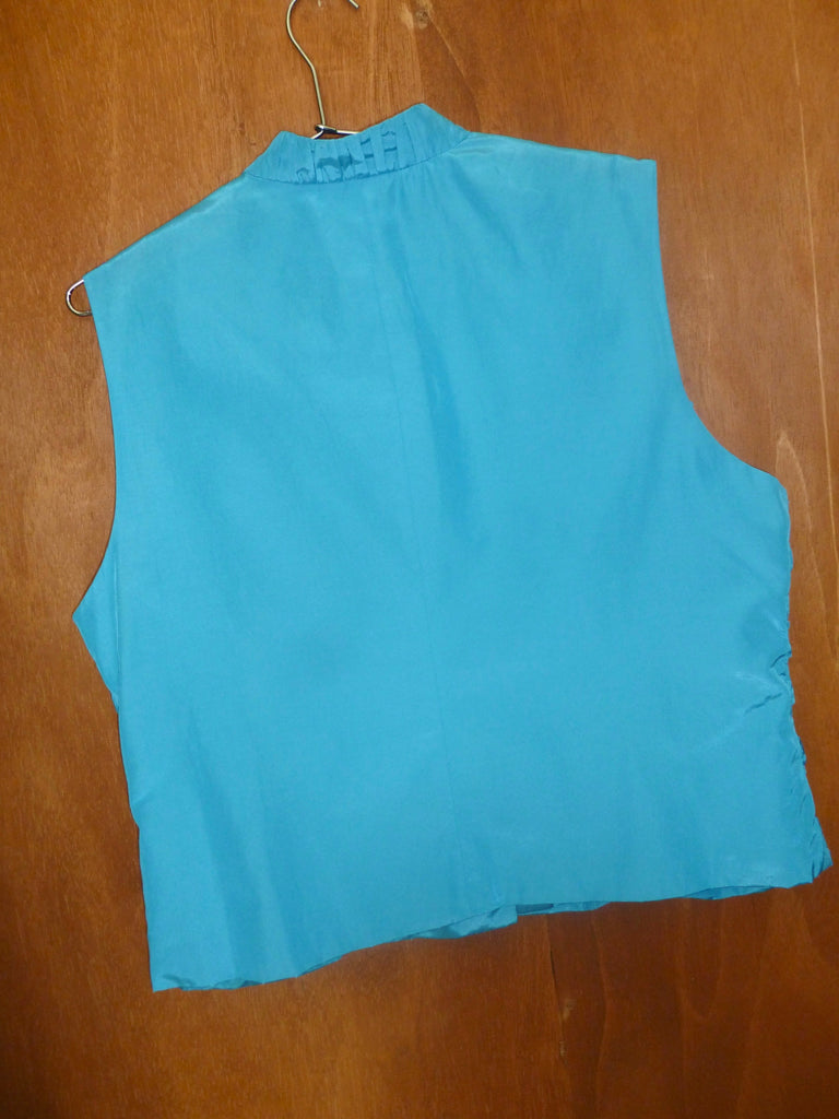 Pool Blue Ruched Button Vest (XL)