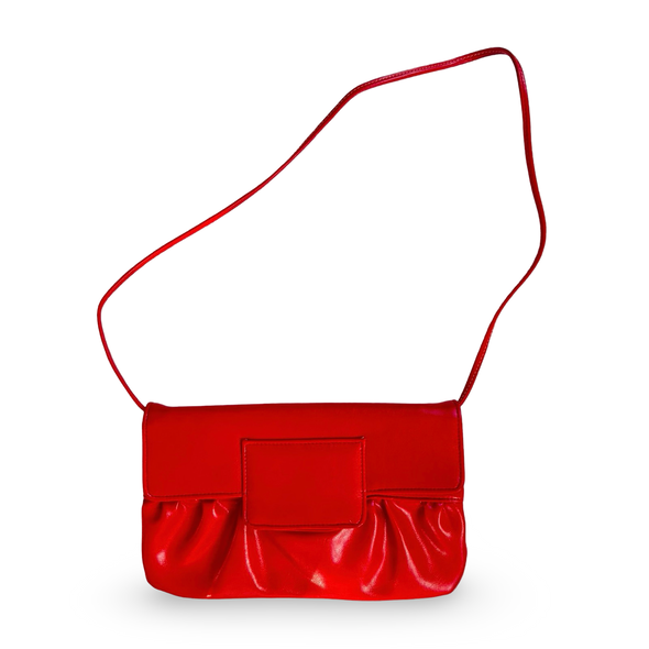 Vintage 80s Red Block Crossbody Bag