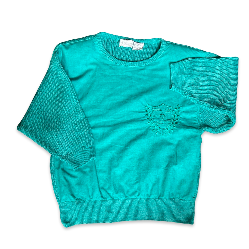 Vintage 80s Teal Half Sleeve Sweater (S/M)
