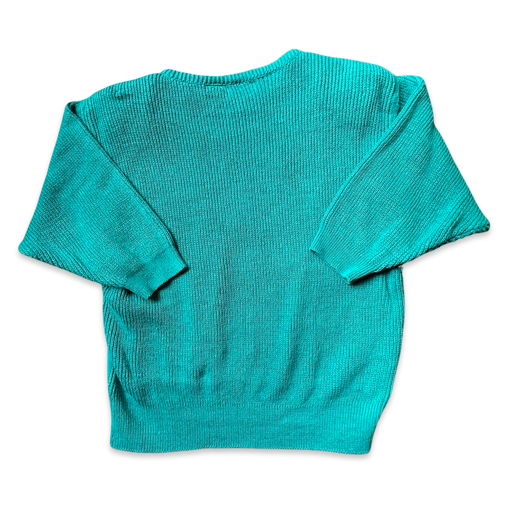 Vintage 80s Teal Half Sleeve Sweater (S/M)