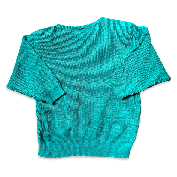 Vintage 80s Teal Half Sleeve Sweater (S/M)