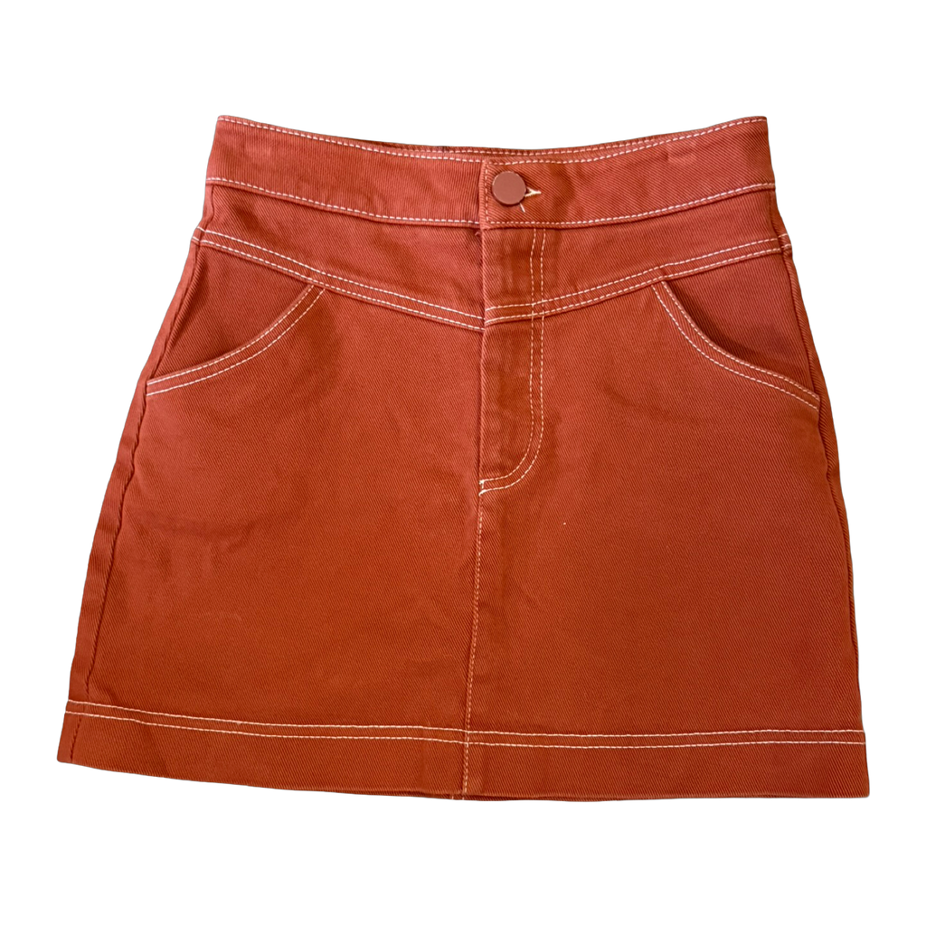Y2K Burnt Orange Mini Skirt (XS)