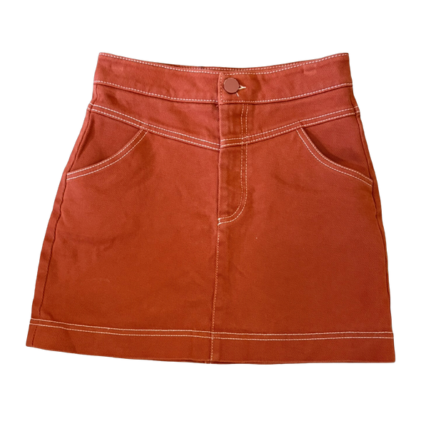 Y2K Burnt Orange Mini Skirt (XS)